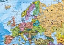 Karta Europe s ruskim zemljama